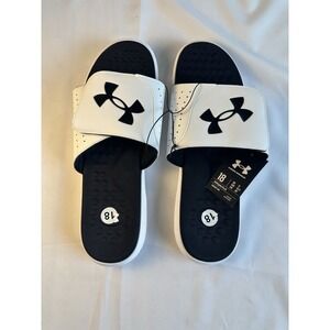 Under Armour Men's Ignite Pro Slide Sandal, Adjustable Comfort Strap, White sz18